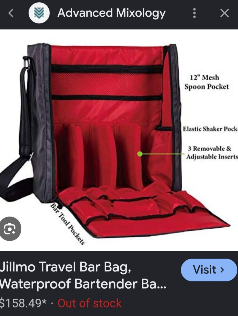 JILLMO Travel bar bag - messenger style waterproof mobile bartender bag cocktail - Picture 10 of 12
